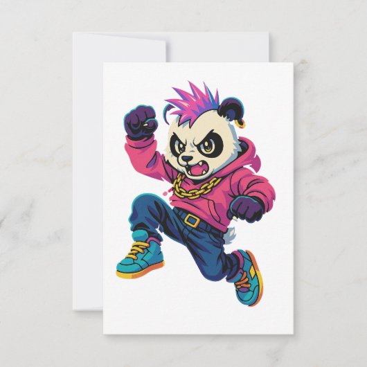 Punk Panda Power Bedankkaart (Voorkant)