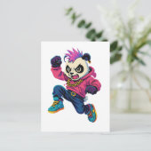 Punk Panda Power Briefkaart (Staand voorkant)