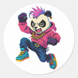 Punk Panda Power Ronde Sticker