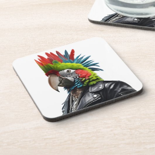 Punk papegaai bier onderzetter (Linkerzijde)