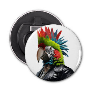 Punk papegaai button flesopener
