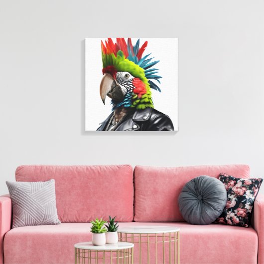 Punk papegaai canvas afdruk (Insitu (Woonkamer))