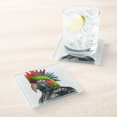 Punk papegaai glazen onderzetter (Schuin)