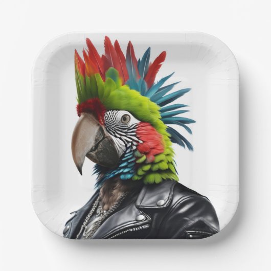 Punk papegaai papieren bordje (Voorkant)