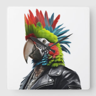 Punk papegaai vierkante klok