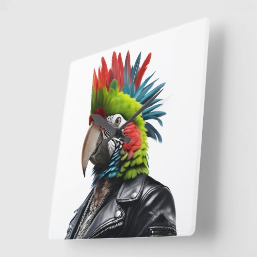 Punk papegaai vierkante klok (Hoek)