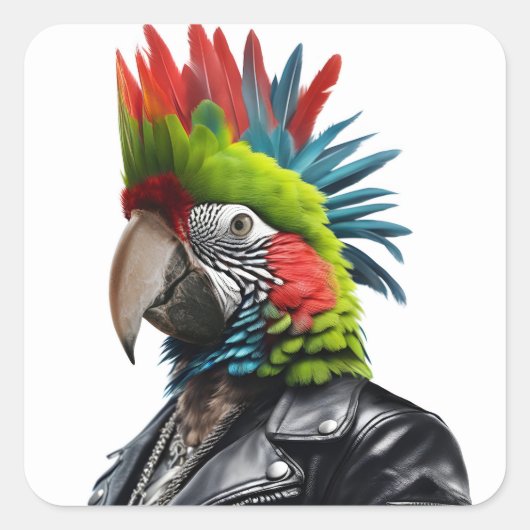 Punk papegaai vierkante sticker (Voorkant)
