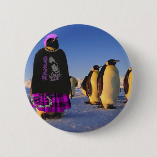 Punk pinguïn ronde button 5,7 cm