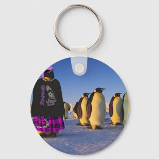 Punk pinguïn sleutelhanger
