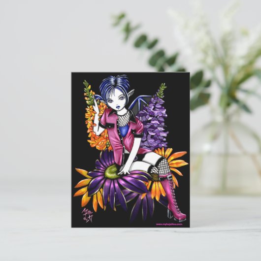 Punk Pixie Gothic Flower Faerie Fantasy Briefkaart (Staand voorkant)