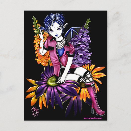 Punk Pixie Gothic Flower Faerie Fantasy Briefkaart (Voorkant)