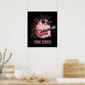 Punk Porker Funny Punk Rocker Pig Donk BG Poster (Keuken)