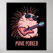 Punk Porker Funny Punk Rocker Pig Donk BG Poster (Voorkant)
