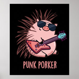 Punk Porker Funny Punk Rocker Pig Donk BG Poster