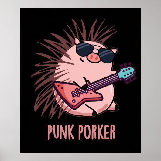Punk Porker Funny Punk Rocker Pig Donk BG Poster (Voorkant)