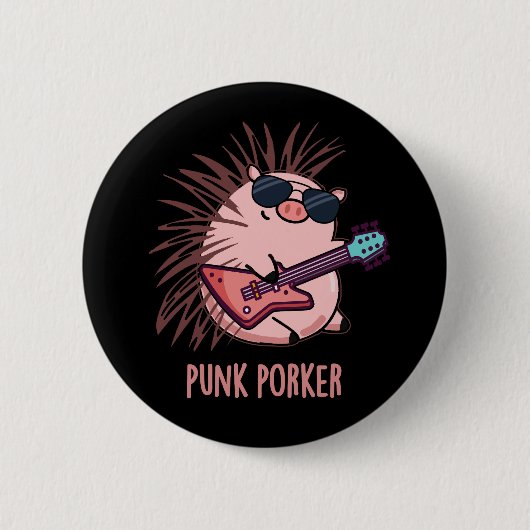 Punk Porker Funny Punk Rocker Pig Donk BG Ronde Button 5,7 Cm (Voorkant)