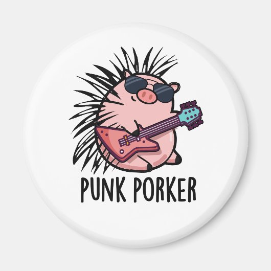 Punk Porker Grappige Punk Rocker Pig Pun Magneet (Voorkant)