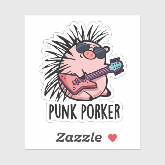 Punk Porker Grappige Punk Rocker Pig Pun Sticker (Vel)