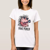 Punk Porker Grappige Punk Rocker Pig Pun T-shirt (Voorkant)