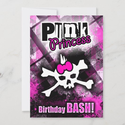 Punk Princess Birthday Bash Kaart (Achterkant)