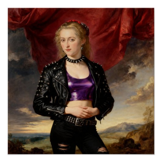 Punk Princess in Leather Jacket Perfect Poster (Voorkant)