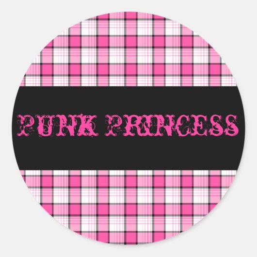 Punk Princess Roze en Zwart Plaid Sticker (Voorkant)