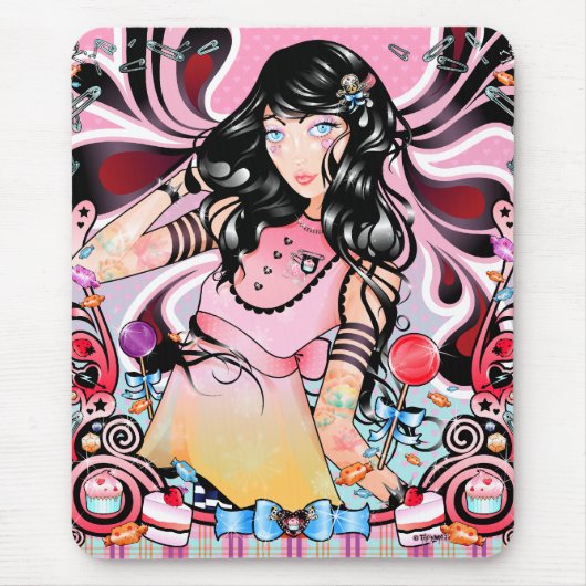"Punk prinses in Candyland" Mousepad Muismat (Voorkant)
