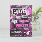 Punk Prinses Verjaardagsfeestje Uitnodigen Kaart (Staand voorkant)