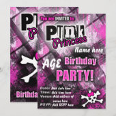 Punk Prinses Verjaardagsfeestje Uitnodigen Kaart (Voorkant / Achterkant)