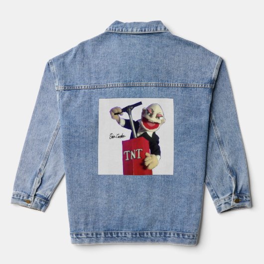 punk puppet with TNT plunger Denim Jacket (Achterkant)