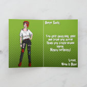 Punk Redhead Teen Girl Green 14e Verjaardag Kaart (Binnen)