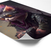 Punk Rock Cat Portrait, Cat Ilustration, Funny Cat Poster (Hoek)