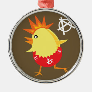 Punk Rock Chicken Metalen Ornament
