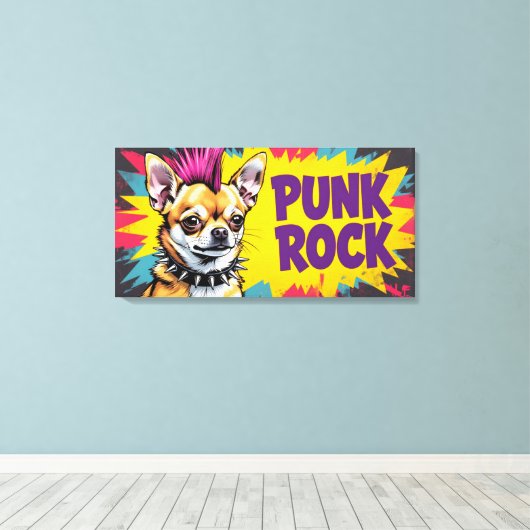 PUNK ROCK-CHIHUAHUA CANVAS AFDRUK (Insitu (Houten vloer))