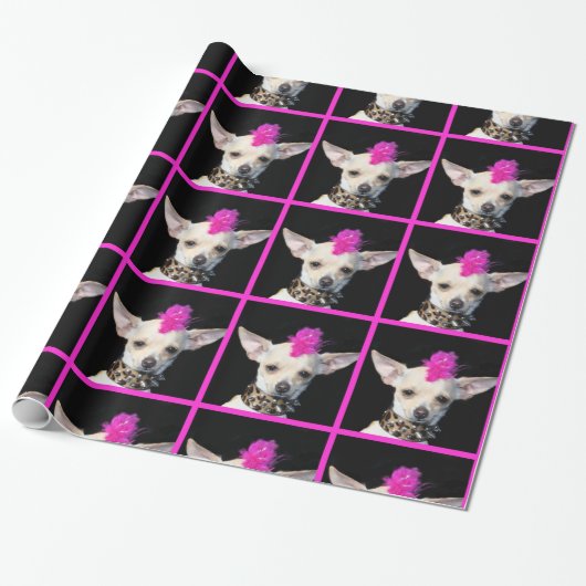 Punk Rock chihuahua-hondenpakpapier Cadeaupapier (Uitgerold)