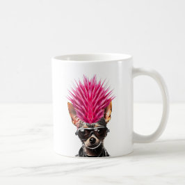 Punk Rock Chihuahua Roze Mohawk Muziek Liefhebber  Koffiemok