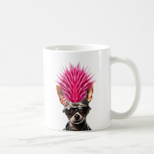 Punk Rock Chihuahua Roze Mohawk Muziek Liefhebber Koffiemok