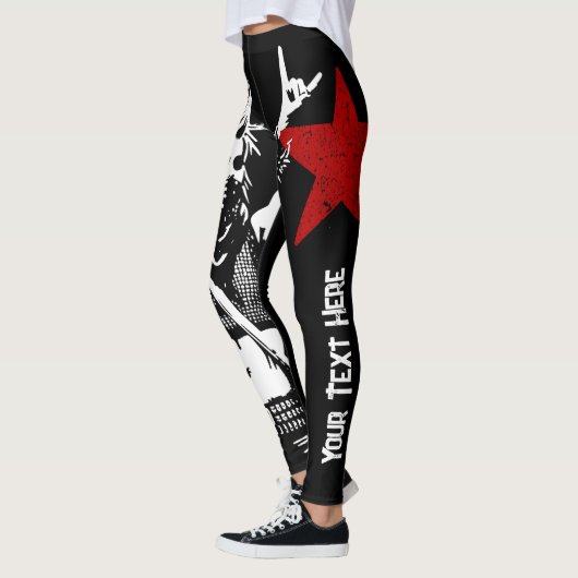 Punk Rock Custom Tekst 90s Grunge Street Art Leggings (Links)
