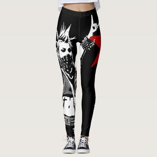Punk Rock Custom Tekst 90s Grunge Street Art Leggings (Voorkant)