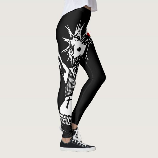Punk Rock Custom Tekst 90s Grunge Street Art Leggings (Rechts)