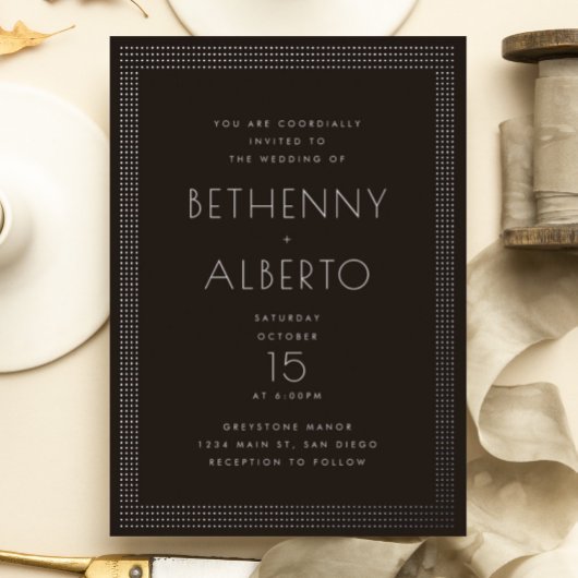 Punk Rock Deco Bruiloft Folie Uitnodiging