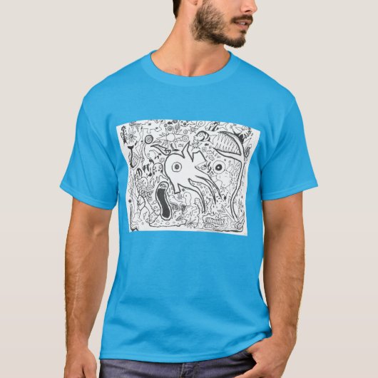 Punk Rock Design #14 Fantasy Ocean op Light Blue T-shirt (Voorkant)