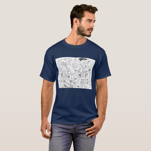Punk Rock Design #19 Nautical Dark Blue T-shirt (Voorkant volledig)