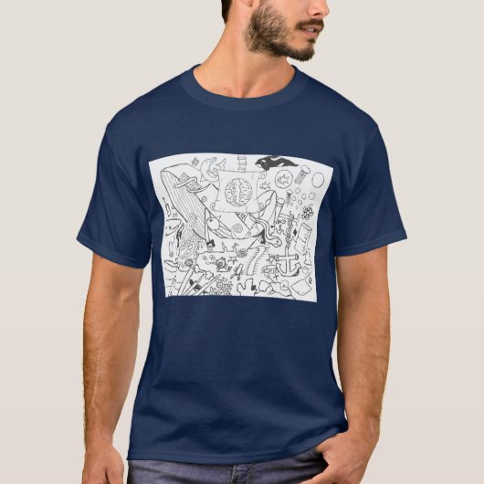 Punk Rock Design #19 Nautical Dark Blue T-shirt (Voorkant)