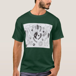 Punk Rock Doodle #25 Yin en Yang Donkergroen T-shirt