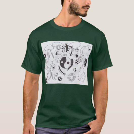 Punk Rock Doodle #25 Yin en Yang Donkergroen T-shirt (Voorkant)