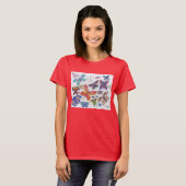 Punk Rock Doodle #28 Vlinders Kleur Rood Vrouwen T-shirt (Voorkant volledig)