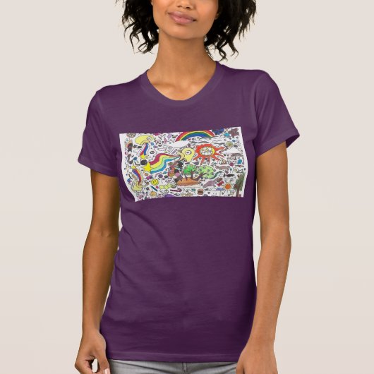 Punk Rock Doodle#5 Happy Sunshine Paarse Dames T-shirt (Voorkant)