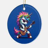 Punk Rock Eenhoorn Kleurrijke Pixel Art Guitar Des Keramisch Ornament (Links)