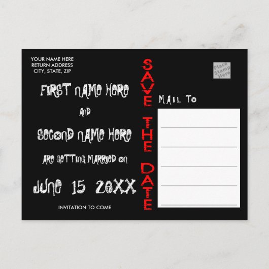 Punk Rock Emo punk save the date briefkaart (Achterkant)